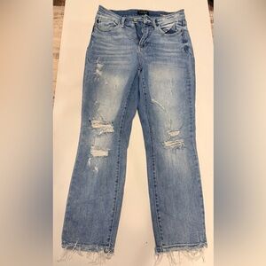 Judy Blue Light Blue Distressed Straight Leg Jeans